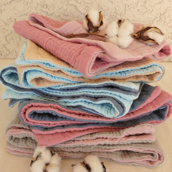 Muslin Thick 4 Layer Gauze Towel, Hand Towel, Reversible Kitchen Towel, Tea Towel, Absorbent Dish Towel, Crinkle Cotton Muslin. Sz 16x26