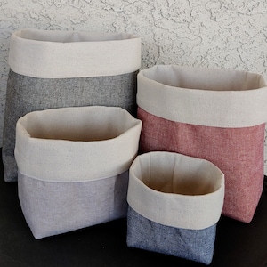 Linen & Canvas Fabric Basket |Storage and Organizer Bin | Home Decor Plant Basket | 5 Sizes to Choose From