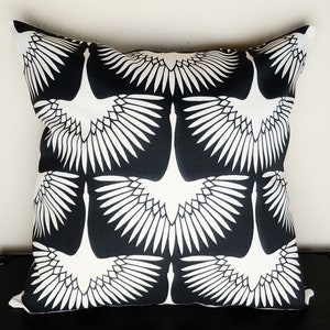 FLOCK MIDNIGHT BLACK /Flamingos Outdoor Pillow cover / Genevieve Gorder Flock/Classic Black/Blue/Green/Cream Pillowcase, 16x16, 18x18, 20x20