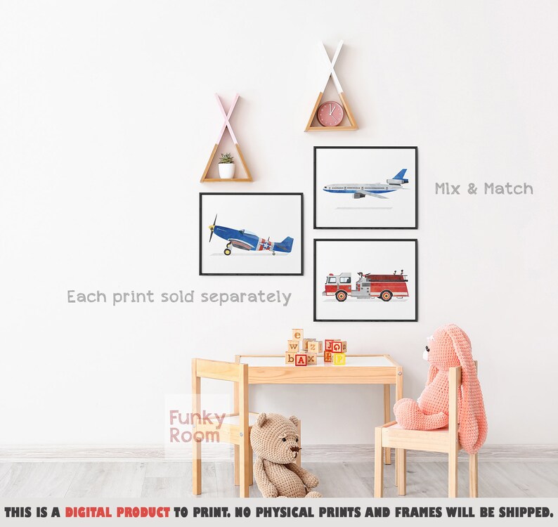 Children Bedroom Transportation Decor Aviation Wall Art Boys Room Plane Art Print Airplane Printable Art Airplane Print Kids Prints