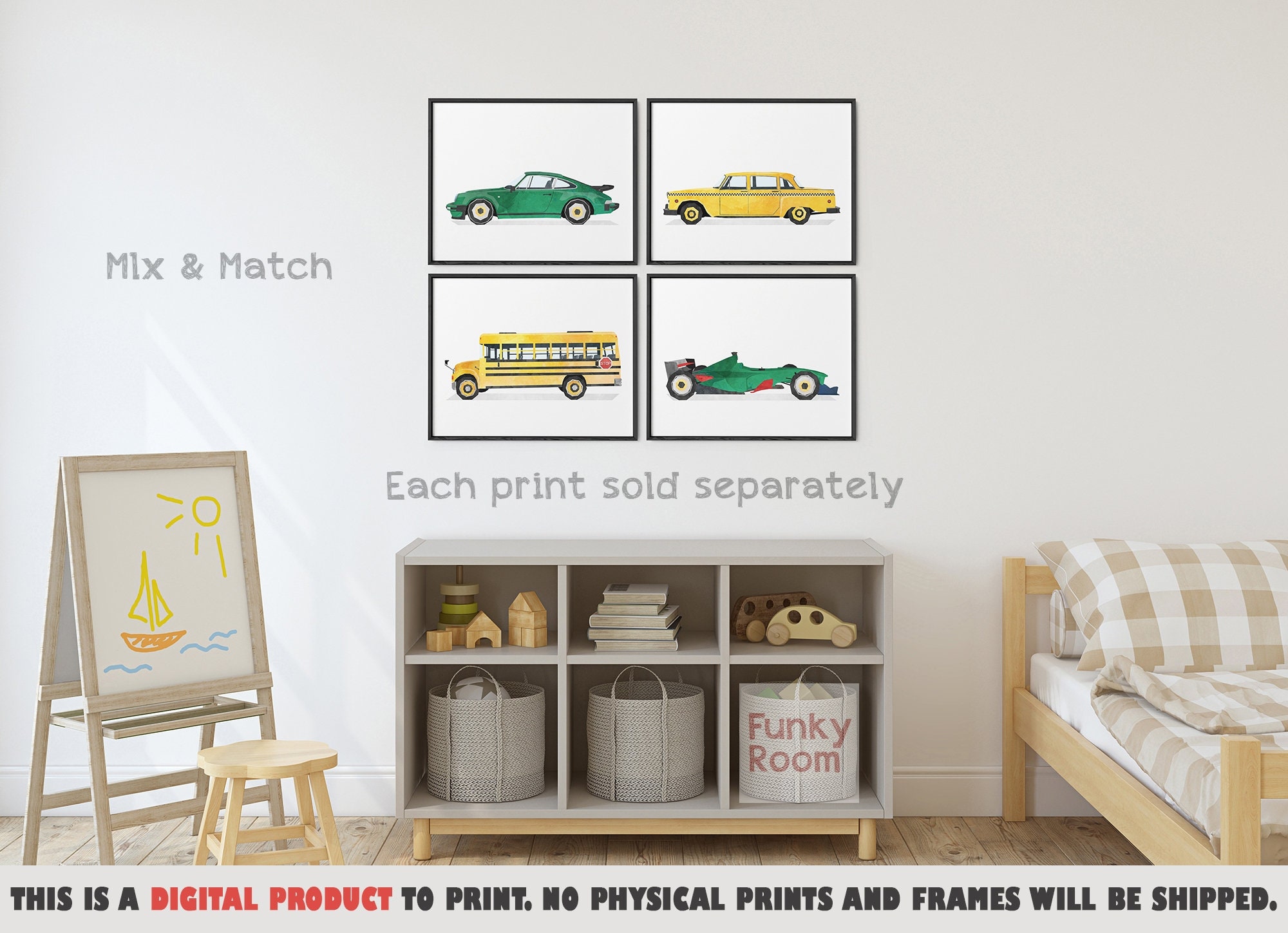 Race Car Wall Art Racing Car Print Boys Vehicle Printable Etsy