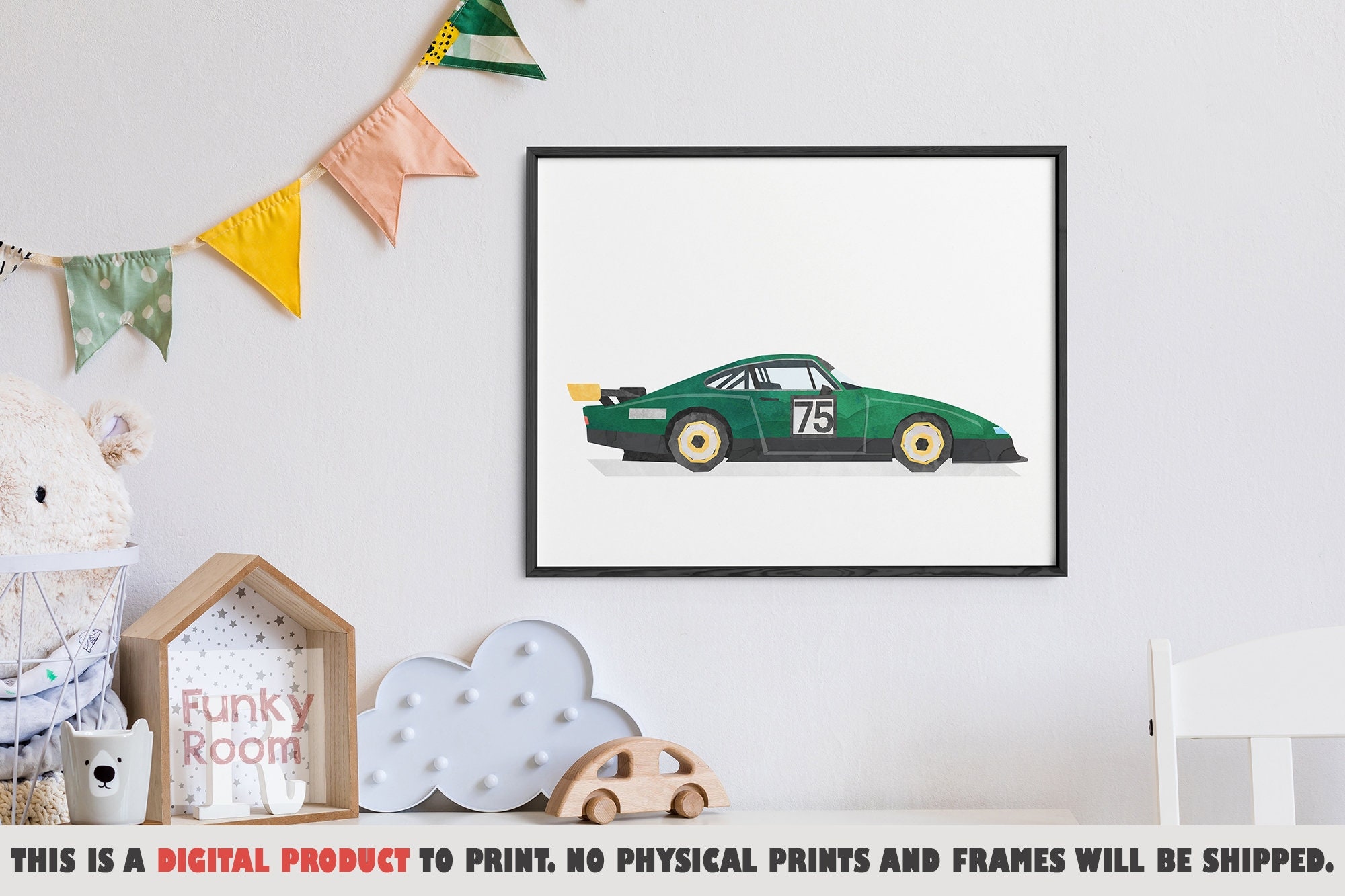 Race Car Print Racing Car Wall Art Car Art Print Toddler Etsy