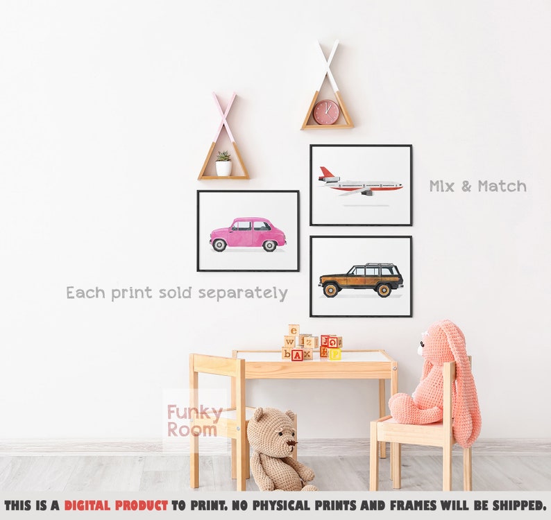 Transportation Print Cars Kids Decor Playroom Art Automotive Printable Art Boy Transport Prints Vehicle Art Print Classic Car Wall Art