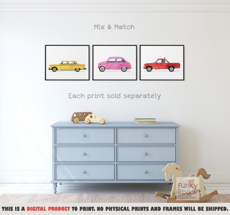 Transportation Print Cars Kids Decor Playroom Art Automotive Printable Art Boy Transport Prints Vehicle Art Print Classic Car Wall Art