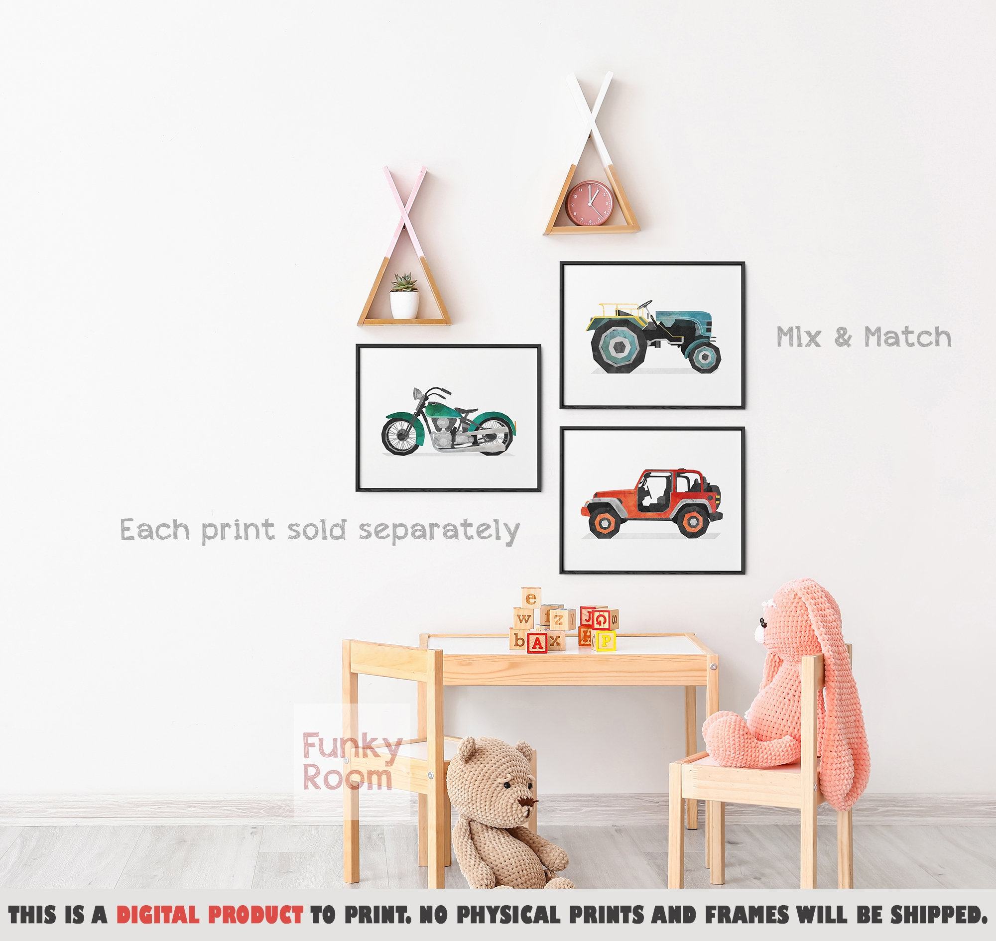 Motorcycle Printable Art Kids Wall Art Motorbike Art Print | Etsy