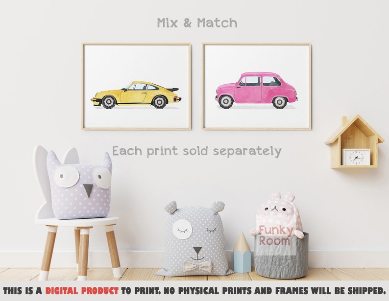 Transportation Print Cars Kids Decor Playroom Art Automotive Printable Art Boy Transport Prints Vehicle Art Print Classic Car Wall Art