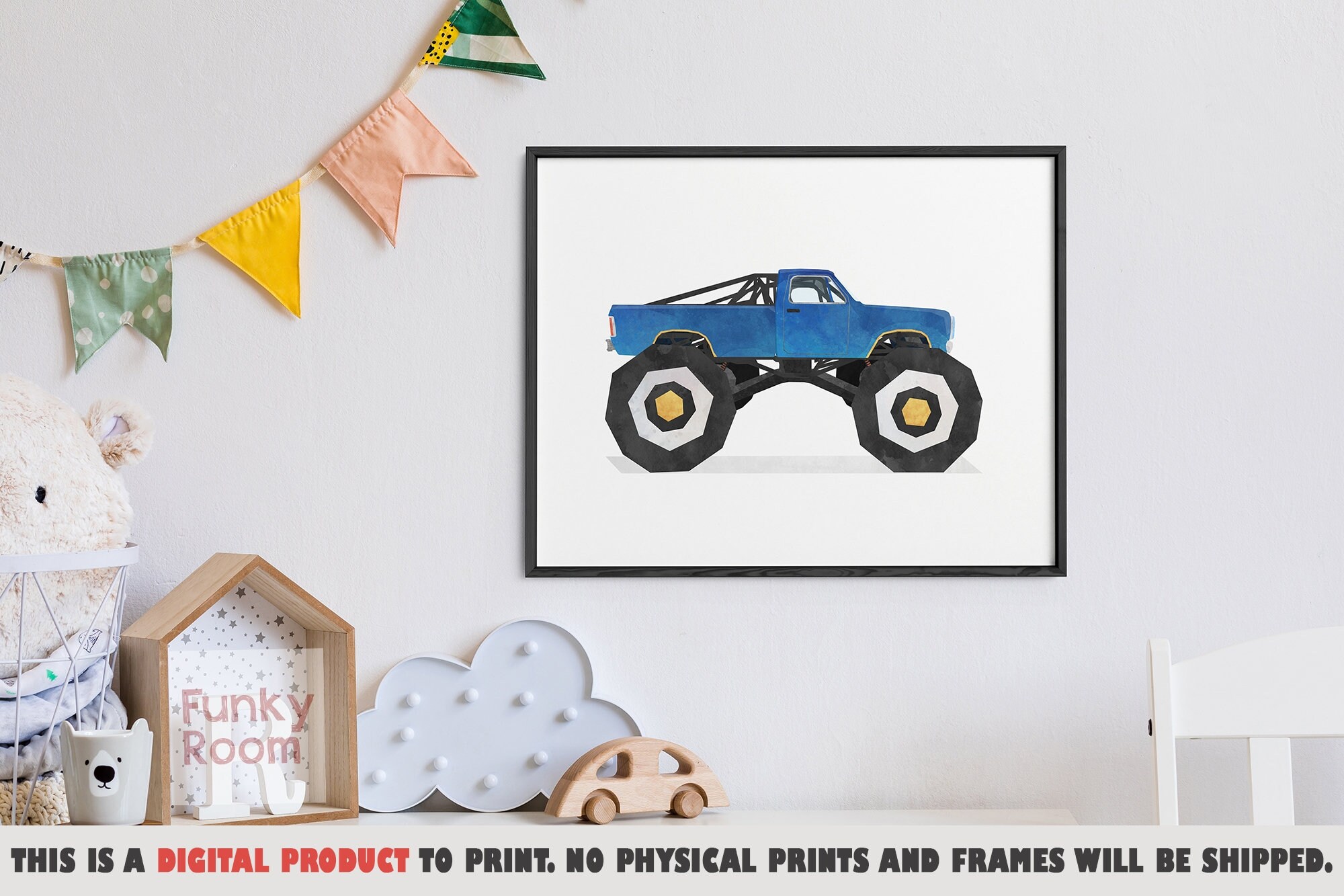 Monster Truck Wall Art Truck Print Transportation Printable Etsy