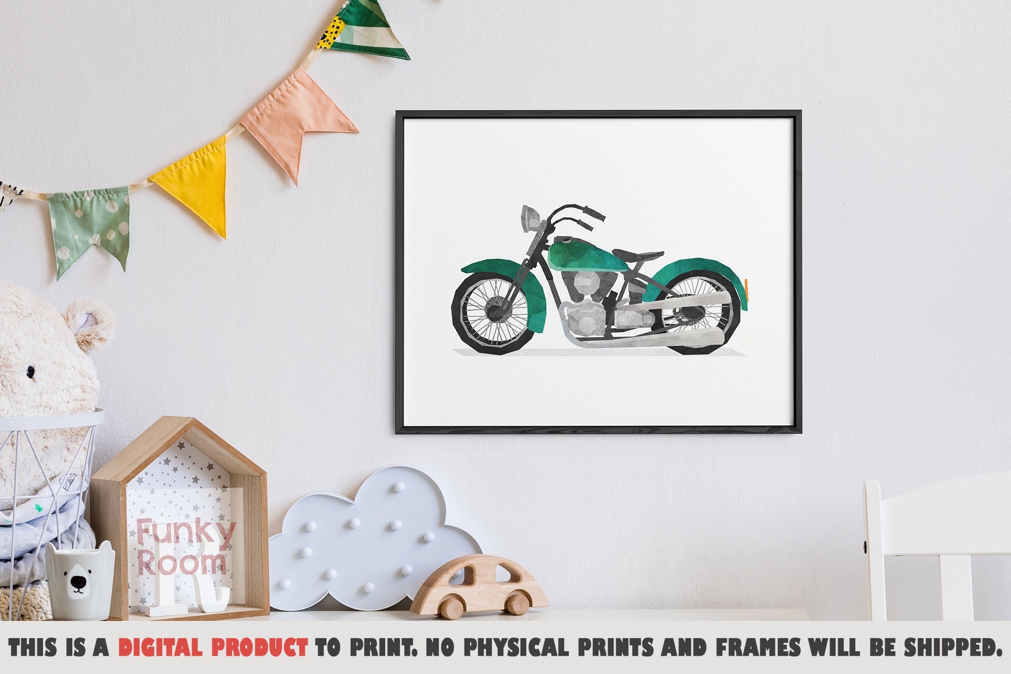 Motorcycle Printable Art Kids Wall Art Motorbike Art Print | Etsy