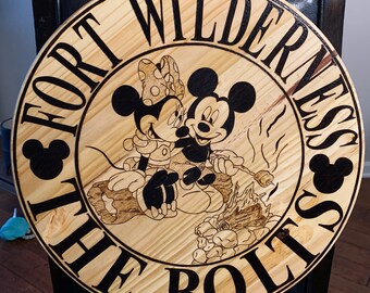 Round Woodburn Custom Camping Sign | Fort Wilderness Camping | Camp Sign | Round Sign | Disney Sign | Custom Disney Sign | Disney Camping