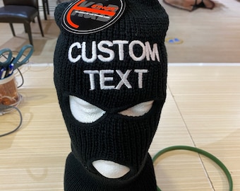 Personalized ski mask| Custom text embroidery| Three Hole Ski Mask, Custom embroidered 3-Hole Ski Face Mask| Three Hole Balaclava