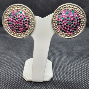Pink and Green Vintage Richard Kerr Clip-On Earrings