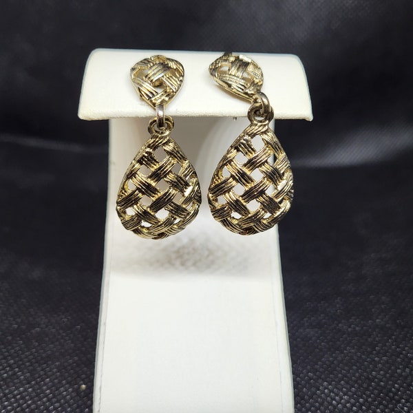 Vintage Basket Weave Dangle Earrings