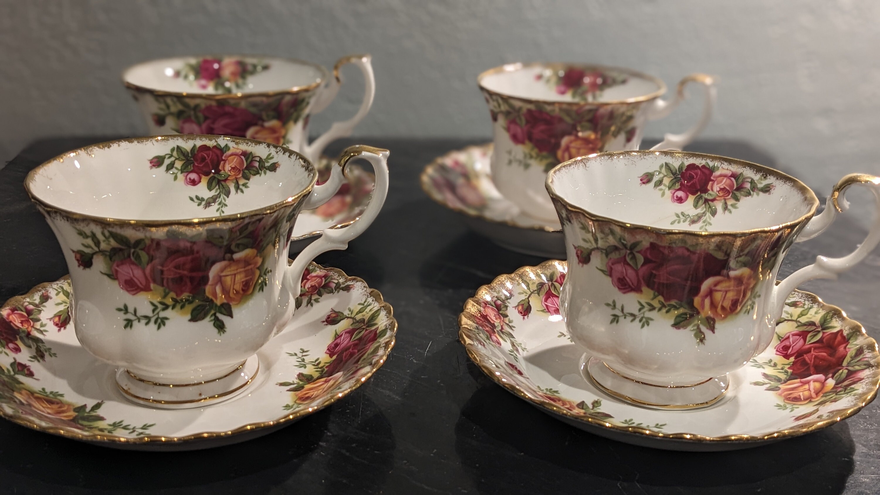 Royal Albert Old Country Roses Tea Cups and Saucers. Set of 4. Etsy