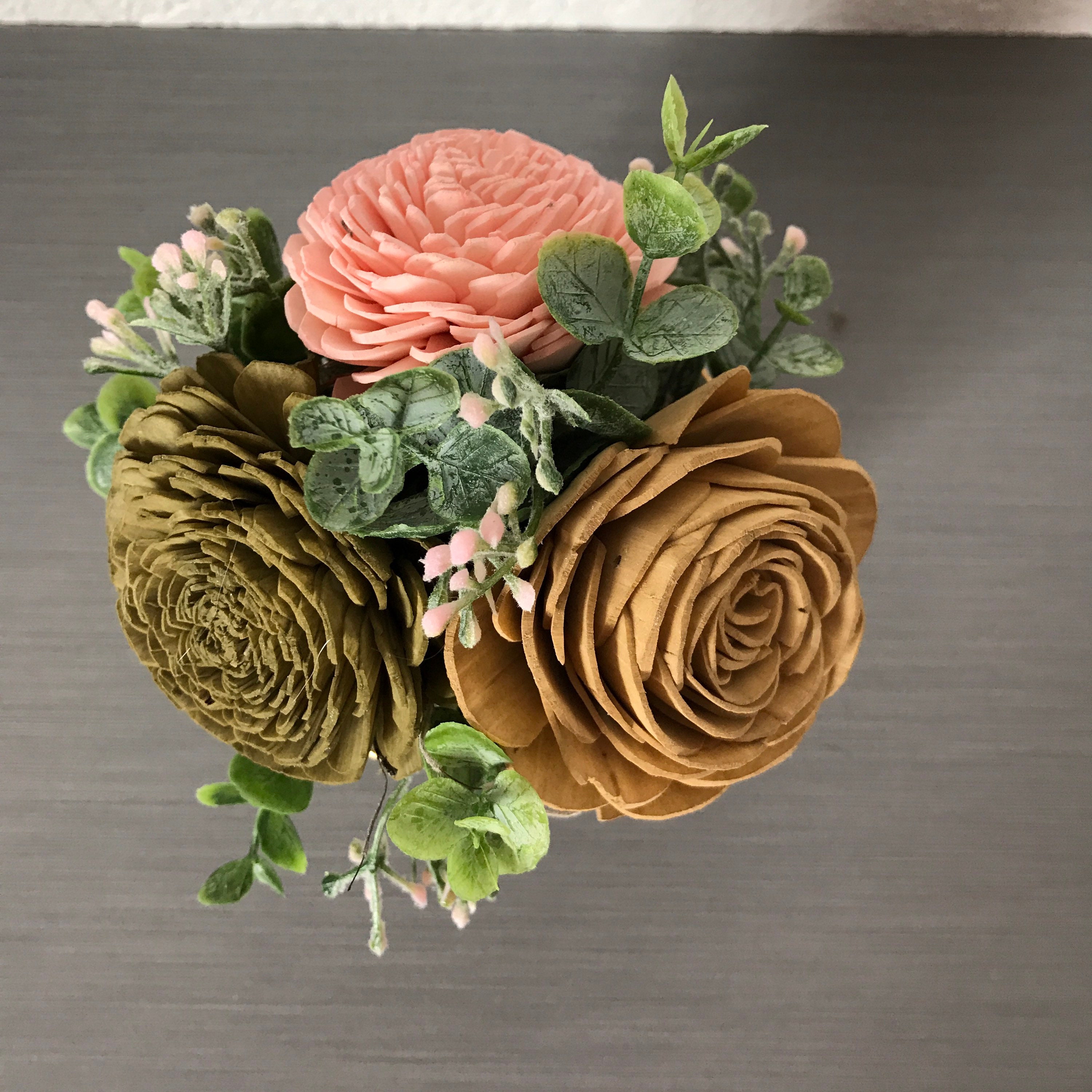 Stunning ceramic vase with wooden flowers wood flower Etsy