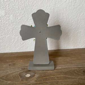 Mini cruz con flor de madera sola eco arreglo de flores de | Etsy