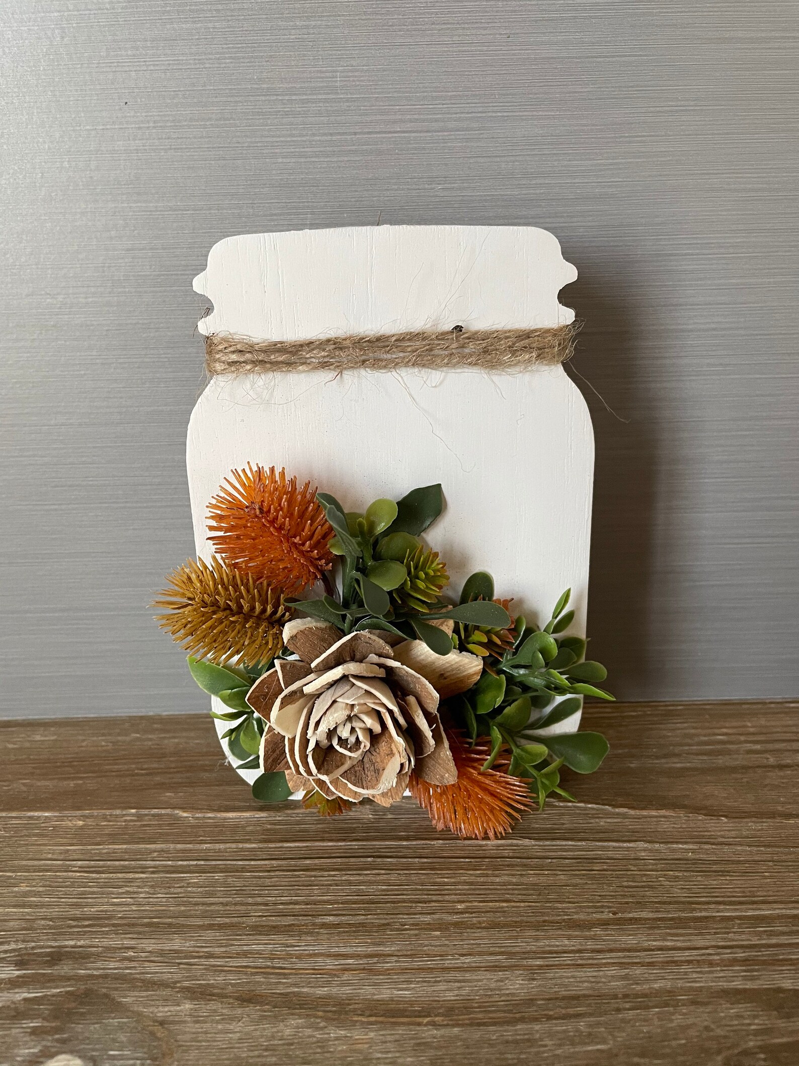 Wooden mason jar cutout wood flower arrangement sola eco Etsy