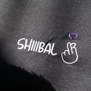 Shibal Embroidered hoodie, Kdrama hooded sweater, Yoongi, Middle Finger heart, I purple you, Kpop