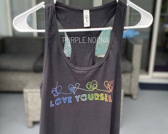 Love yourself Racerback Tank, Kpop tank, Rainbow shirt