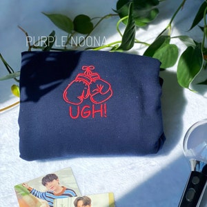 Embroidered UGH! Hoodie, Rap line sweater, Ddaeng sweatshirt