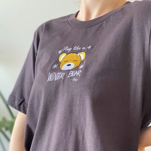 Winter bear embroidered tee: Kpop Tae Unisex t-shirt