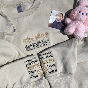 SEVEN sweat-shirt brodé, col rond 7 jours sur 7, pull Jungkook, toujours avec vous, mon temps, Kookie, JK, my you, Euphoria