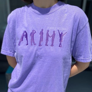 Embroidered ARMY Butte tee Kpop garment-dyed heavyweight t-shirt