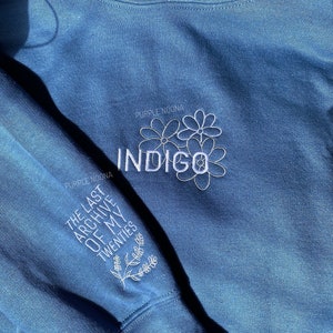 Indigo Embroidered HOODIE, Namjoon sweater, rm hooded sweatshirt, Joonie, Persona, Change, Lonely, Mono