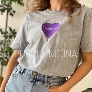 I purple you Embroidered tshirt: Kpop Borahae heart tee