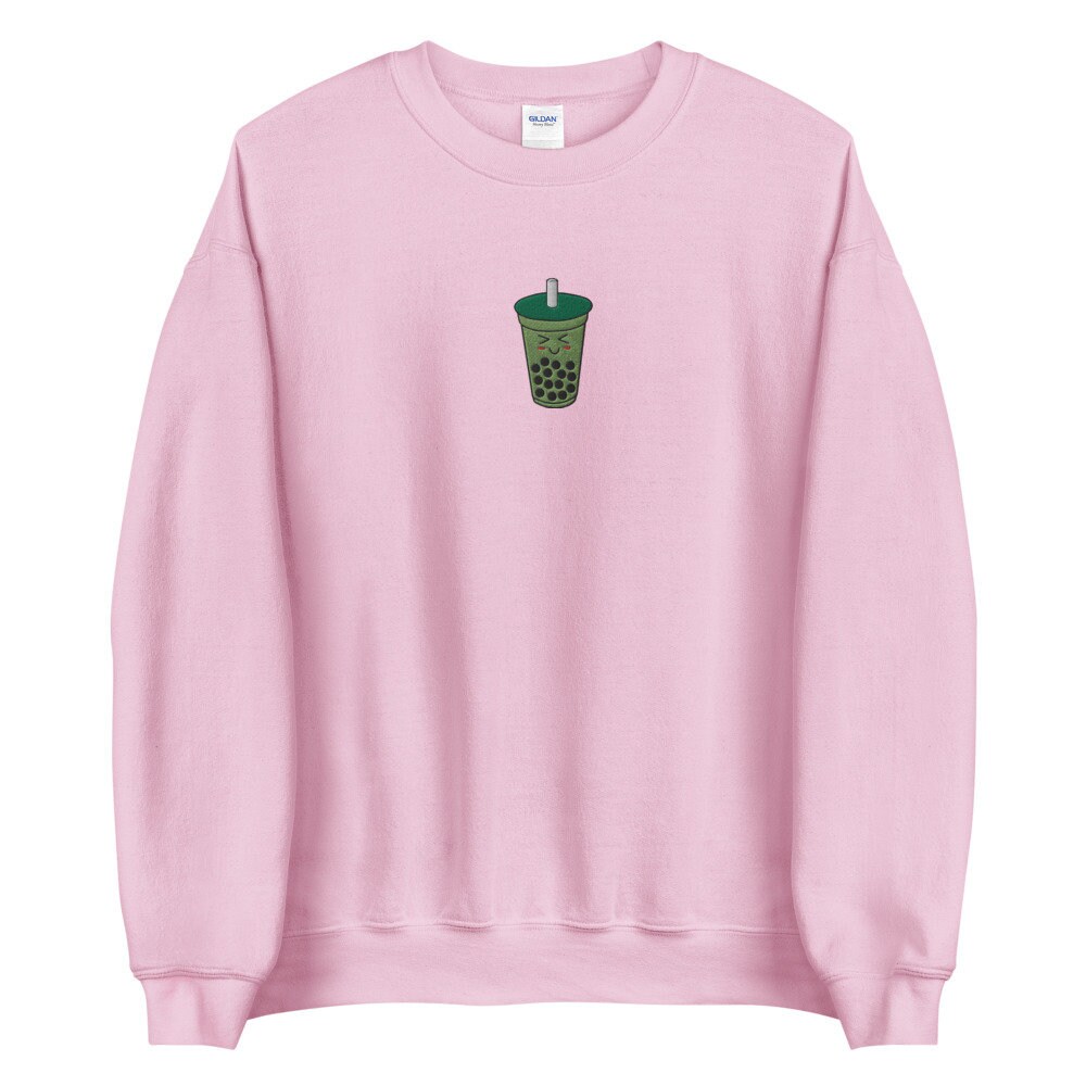 PurpleNoona Embroidered Boba Sweatshirt, Bubble Tea Sweater, Kpop Butter Hoodie
