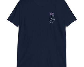 Embroidered Flnger Heart T-shirt, Kpop Heart Tee, Love Sign