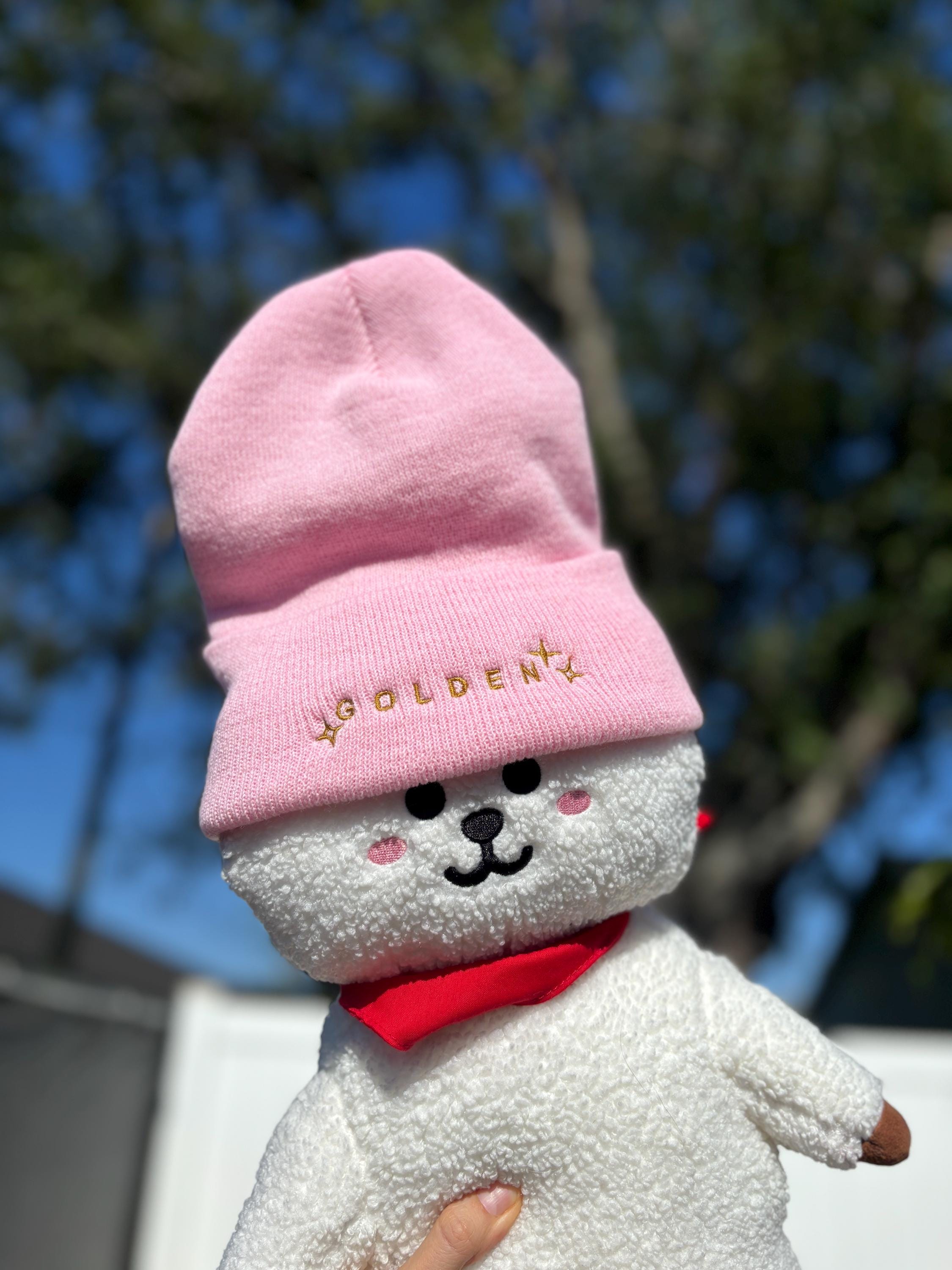 Golden Embroidered Beanie: Kpop Kookie Hat