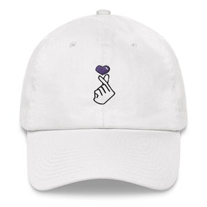 Embroidered FlNGER heart Dad hat, Kpop heart cap, Love sign, Korean embroidery