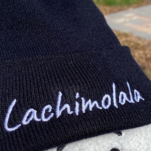 Embroidered Lachimolala Cuffed Beanie: Kpop baby mochi hat