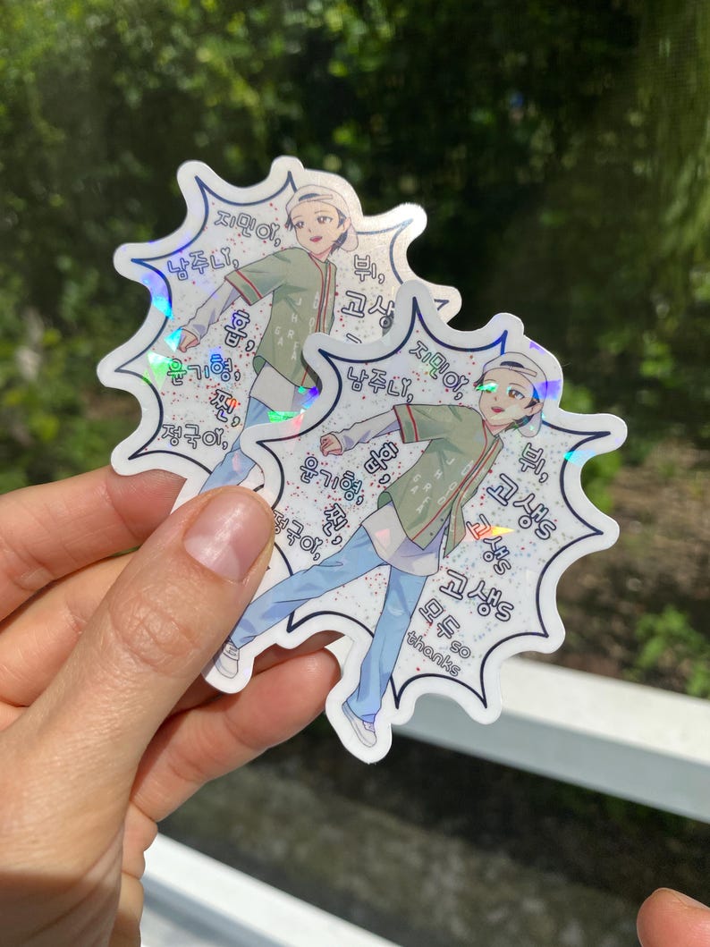 Hobi Run Bangtan Sticker, Jhope Holographic Vinyl Stickers, Hoseok