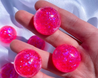 Pink Glitter Round Magnets, Stocking Stuffer, Christmas