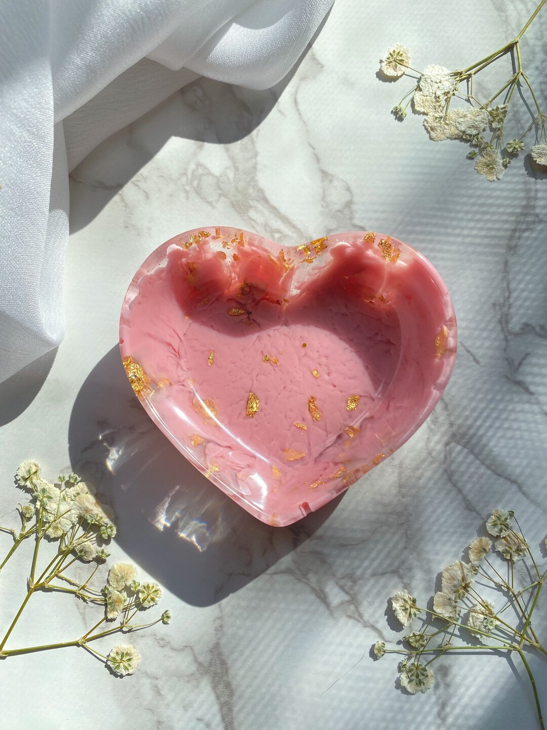 Pink Heart Dish Ring Dish Home Decor Decoration Gift Etsy