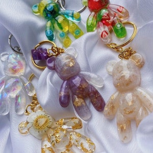 CUSTOM Teddy Bear Keychain, personalized keychain, epoxy resin, resin keychain, resin bear keychain, Stocking Stuffer, Christmas