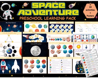 Beschäftigtes Buch für Vorschulkinder, Raum für Kinder im Vorschulalter, Sonnensystem für Kinder im Vorschulalter, Weltraumaktivitäten für Kinder, Homeschool, Montessori, Quiet book