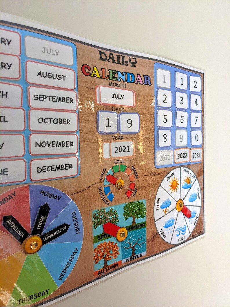 Daily Calendar Printable, Calendar Chart for Kids, Circle Time , Days ...