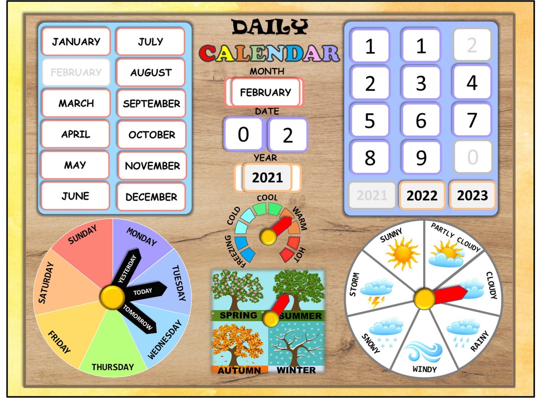 Daily Calendar Printable, Calendar Chart for Kids, Circle Time