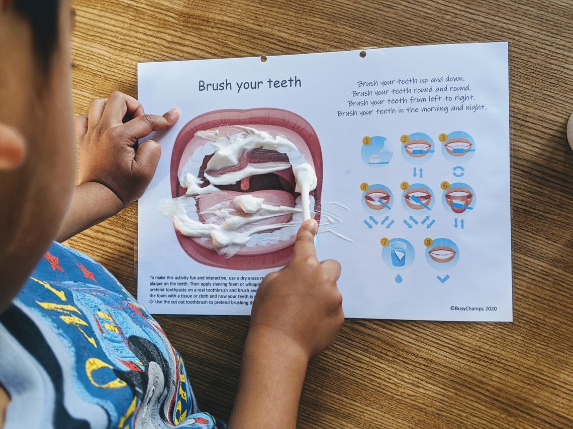 Brush Your Teeth Printable Activity Preschool Busy Book Page - Etsy