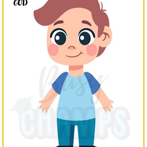 May include: Illustration of a boy wearing a blue shirt and blue pants. The text "ARMOR OF GOD" is at the top of the image. The text "Ephesians 6:11" is at the bottom of the image. The text "Put on the full armor of God, so that you can take your stand against the devil's schemes." is below the verse. The text "BusyChamps 2020" is at the bottom right corner of the image.
