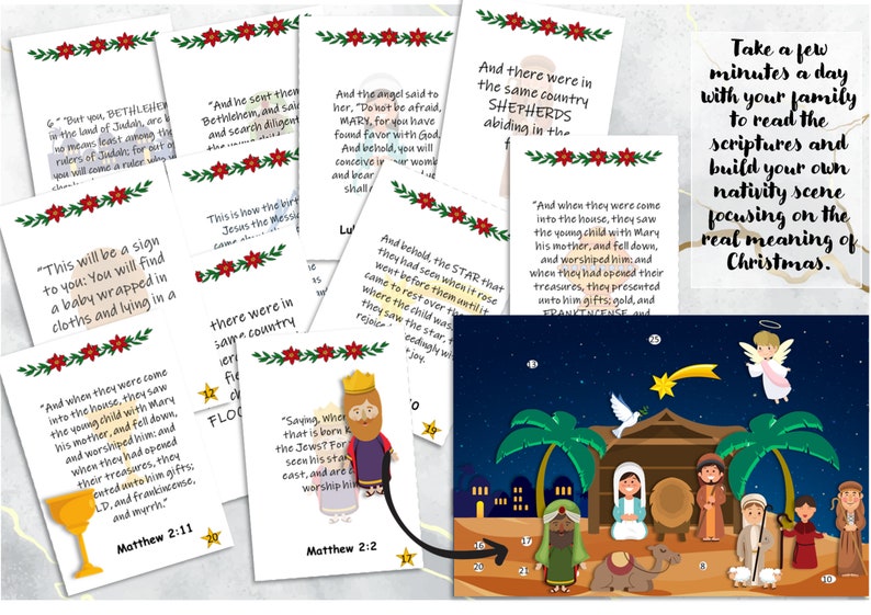 Printable Nativity Advent Calendar, Countdown to Christmas, Nativity ...