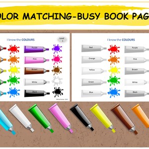Color Matching Game, Busy Book Printable, Educational Activity, Homeschool Worksheet, Busy Binder for Toddlers