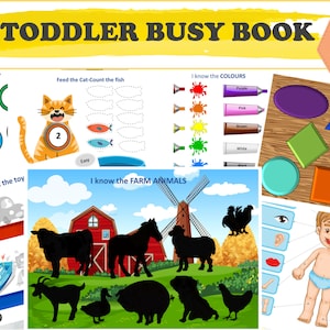 Toddler BUSY BOOK PRINTABLE, Toddler Learning Binder, Busy Binder, Activity book for toddlers, Home school Learning, Digital download