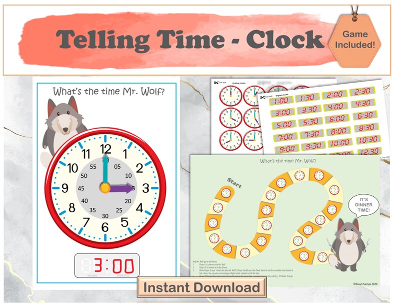 Clock for Toddlers and Preschoolers Telling Time Busy Book Etsy