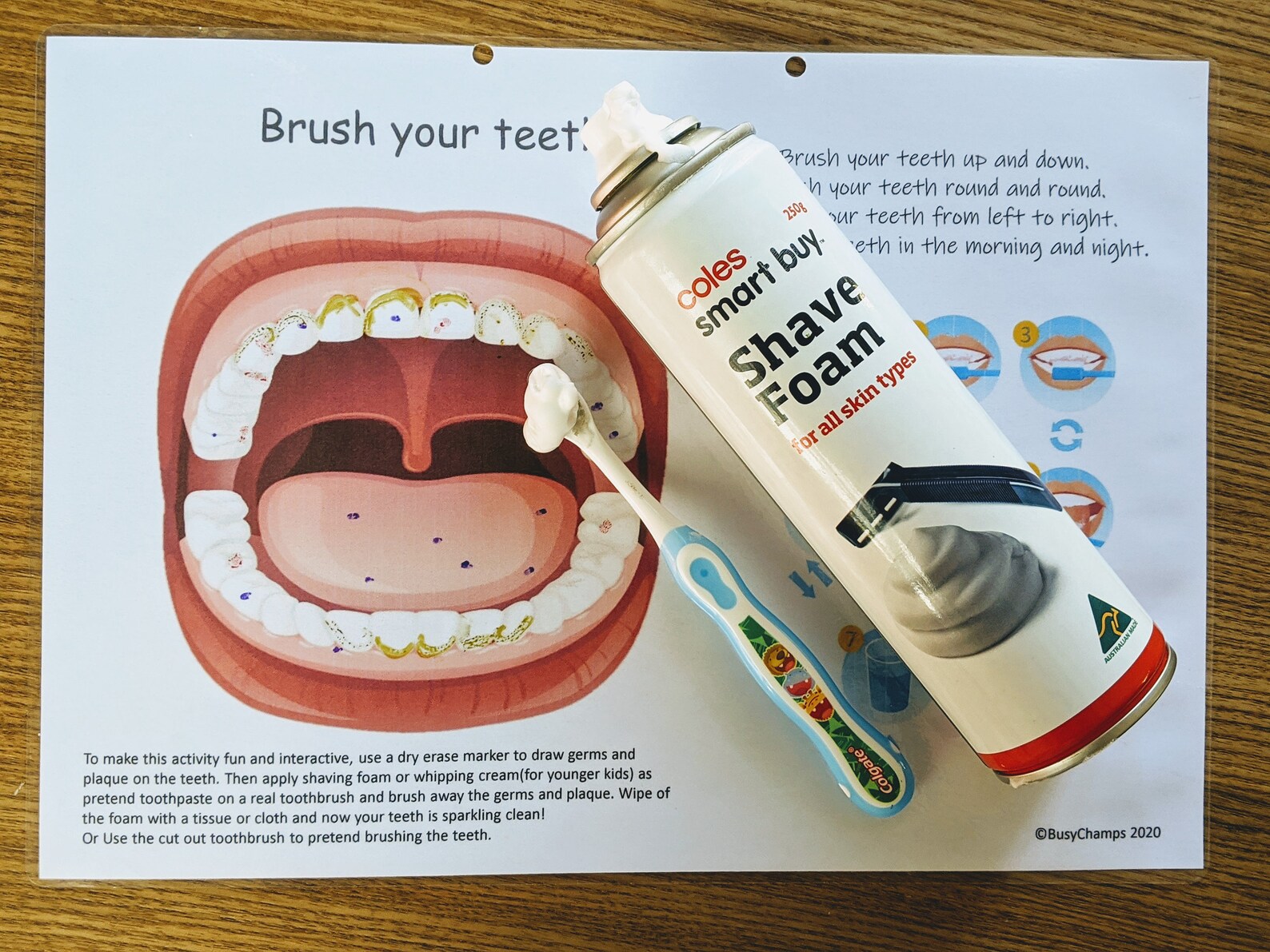 Brush Your Teeth Printable Activity Preschool Busy Book Page - Etsy