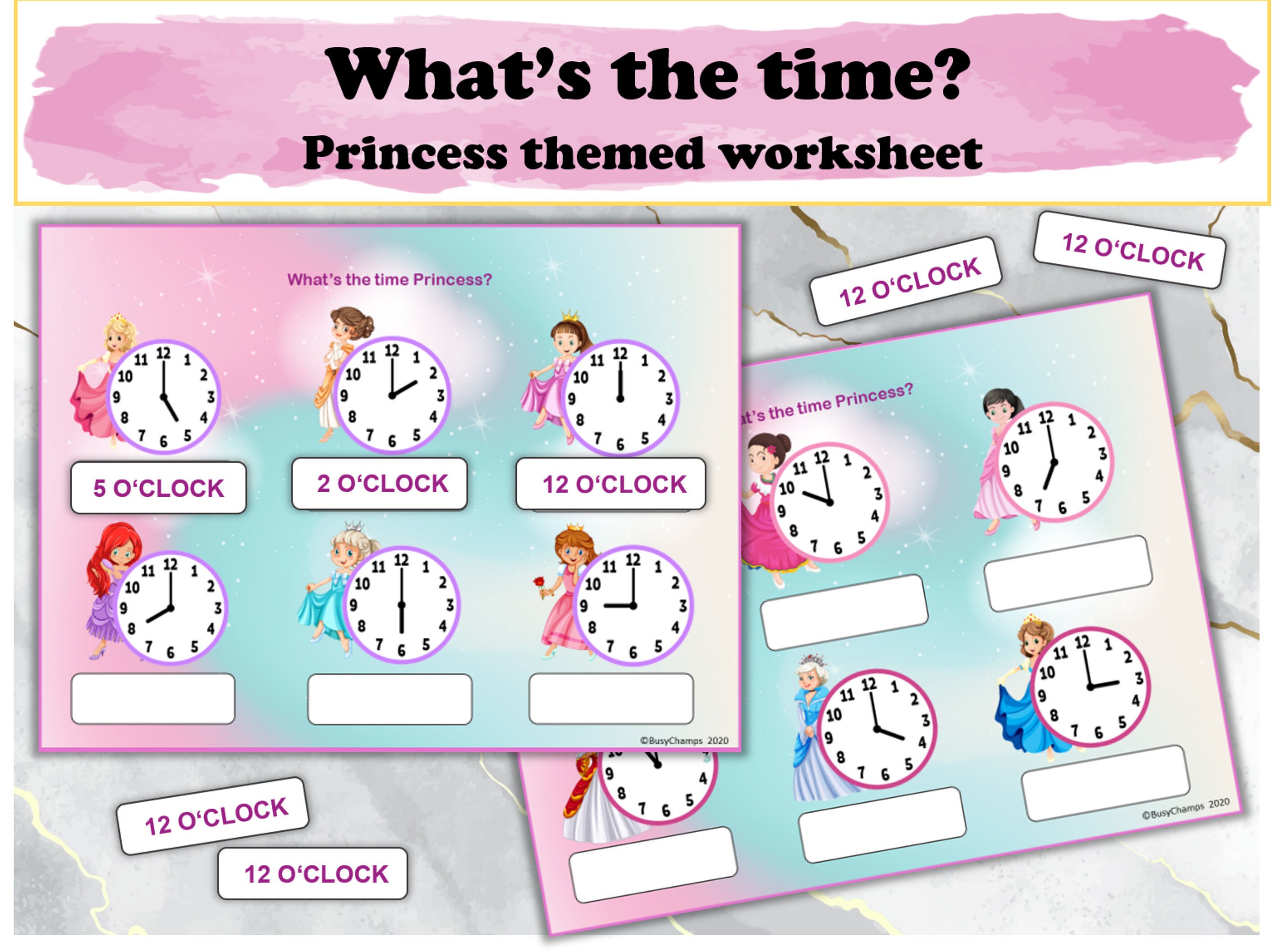 telling time busy book page princess themed learn to tell etsy