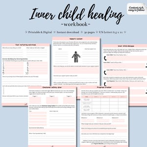Sanación del niño interior - Libro de trabajo / Libro de trabajo de terapia pdf / Libro de trabajo de amor propio / Libro de trabajo de trabajo interior / Crecimiento personal / Libro de trabajo de sanación de heridas