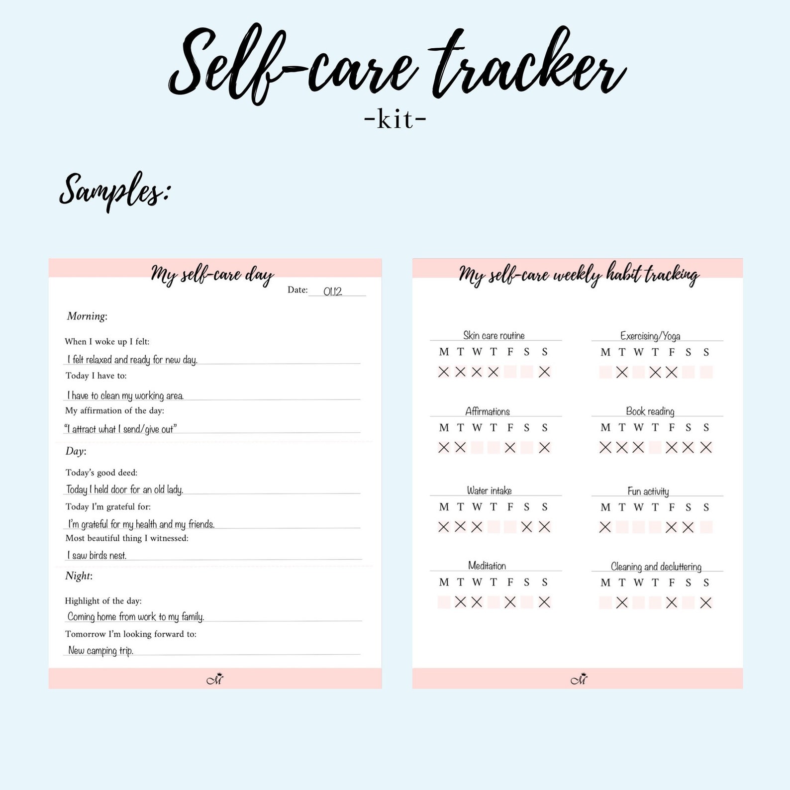Self-care Tracker - Kit | Self Care Checklist | Self Care Printable ...